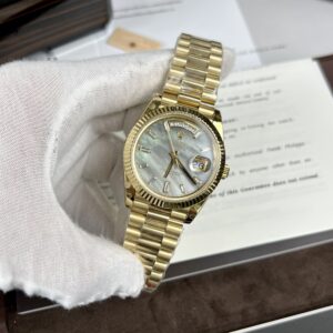 Alternative view of Rolex Day-Date YG Plated MOP Dial CZ Diamonds 40mm TWF Replica