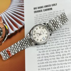 Alternative view of Rolex Datejust 316L Steel White Motif Dial CZ Diamonds 31mm Jub EWF Replica
