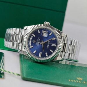 Alternative view of Rolex Day-Date 228236 904L Steel Blue Dial CZ Diamonds 40mm Super Clone