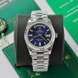Rolex Day-Date 228236 904L Steel Blue Dial CZ Diamonds 40mm Super Clone