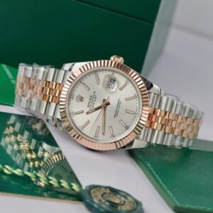 Alternative view of Rolex Datejust SS/RG Plated White Dial 41mm Jub Super Clone