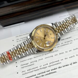 Alternative view of Rolex Datejust SS/YG Plated Champagne Dial 41mm Jub EWF Replica