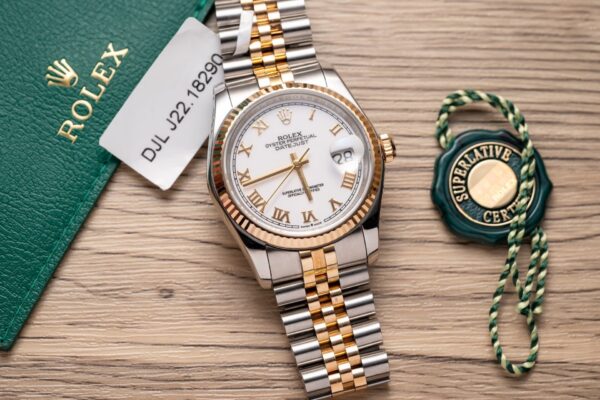Alternative view of Rolex Datejust 126233 SS/RG Plated White Dial 36mm Jub Super Clone