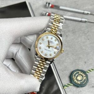 Alternative view of Rolex Datejust SS/YG Plated MOP Dial CZ Diamonds 31mm Jub AAA Replica