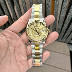 Rolex Sky-Dweller SS/YG Plated Champagne Dial 42mm Oyster NBF Replica