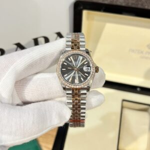 Rolex Datejust SS/RG Plated Grey Dial CZ Diamonds 31mm Jub EWF Replica