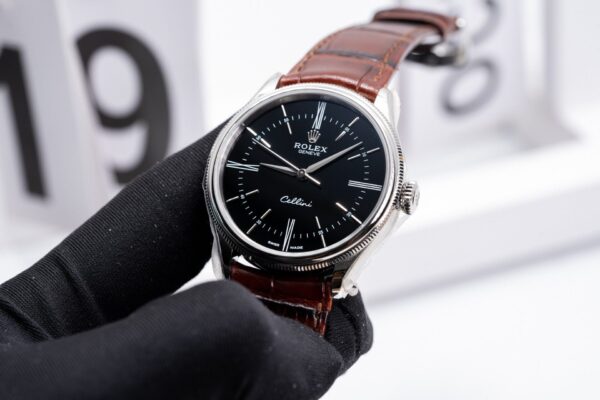 Alternative view of Rolex Cellini 50509 316L Steel Black Dial 39mm Leather MKSF Replica