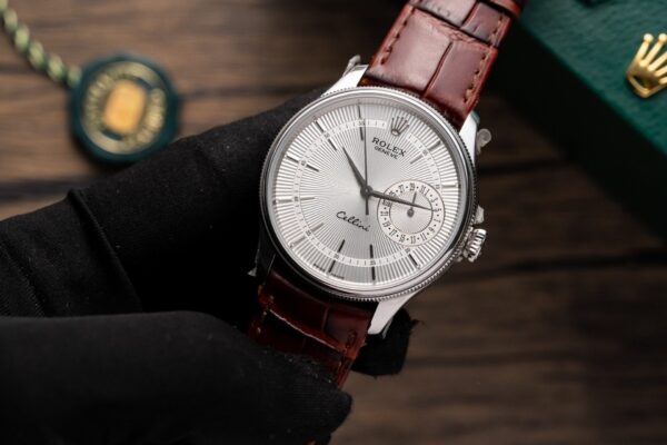 Rolex Cellini 50519 316L Steel White Dial 39mm Leather AAA Replica