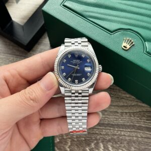 Rolex Datejust 316L Steel Blue Dial CZ Diamonds 41mm Jub EWF Replica