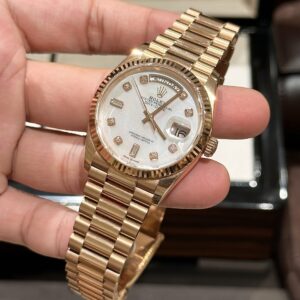 Alternative view of Rolex Day-Date RG Plated MOP Dial CZ Diamonds 36mm EWF Replica