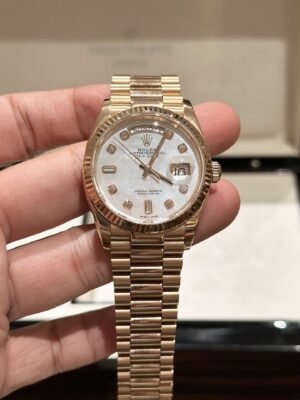 Rolex Day-Date RG Plated MOP Dial CZ Diamonds 36mm EWF Replica
