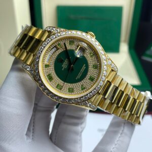 Rolex Day-Date YG Plated Diamond Green Dial 40mm Super Clone