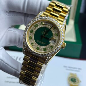 Alternative view of Rolex Day-Date YG Plated Diamond Green Dial 40mm Super Clone