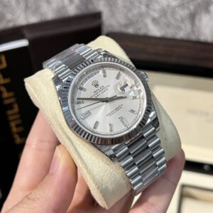 Alternative view of Rolex Day-Date 228239 904L Steel White Dial CZ Diamonds 40mm Super Clone