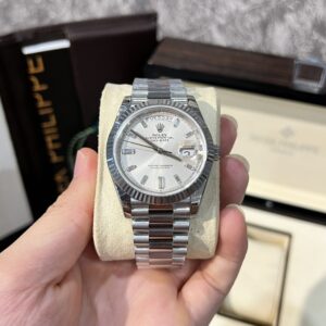 Rolex Day-Date 228239 904L Steel White Dial CZ Diamonds 40mm Super Clone