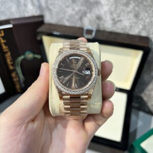 Rolex Day-Date 228235 RG Plated Chocolate Dial With Diamonds 40mm Super Clone