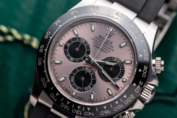 Alternative view of Rolex Daytona 116519LN 904L Steel Pink Dial 40mm Oysterflex Super Clone