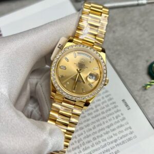 Rolex Day-Date YG Plated Gold Dial With Diamonds 40mm Super Clone