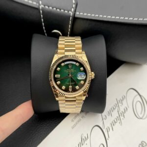 Rolex Day-Date YG Plated Green Dial CZ Diamonds 36mm EWF Replica