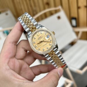 Alternative view of Rolex Datejust 126283RBR SS/YG Plated Palm Leaf Gold Dial CZ Diamonds 41mm Jub AAA Replica