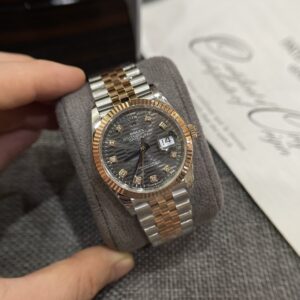 Alternative view of Rolex Datejust 126231 SS/RG Plated Grey Dial CZ Diamonds 36mm Jub Super Clone