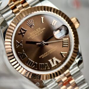 Alternative view of Rolex Datejust SS/RG Plated Chocolate Dial CZ Diamonds 31mm Jub Super Clone