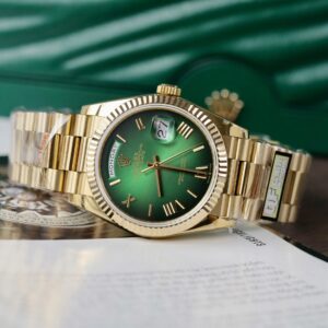 Alternative view of Rolex Day-Date 128238 YG Plated Ombre Green Dial 36mm Super Clone