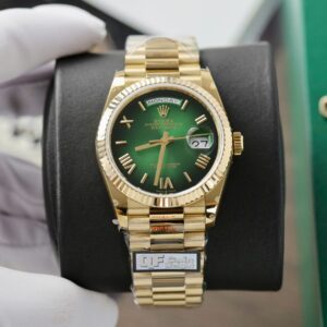 Rolex Day-Date 128238 YG Plated Ombre Green Dial 36mm Super Clone