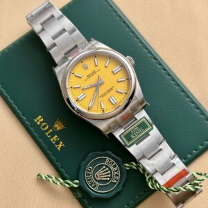 Alternative view of Rolex Oyster Perpetual 124300 316L Steel Yellow Dial 41mm Oyster KGF Replica