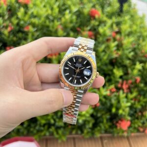 Alternative view of Rolex Datejust SS/YG Plated Black Dial 41mm Jub EWF Replica