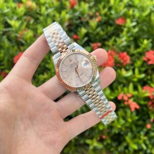 Alternative view of Rolex Datejust SS/RG Plated Pink Dial 41mm Jub EWF Replica