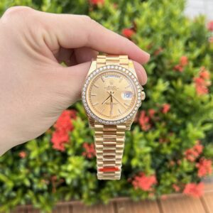 Rolex Day-Date YG Plated Champagne Dial CZ Diamonds 40mm AAA Replica