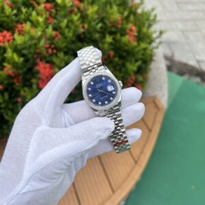 Alternative view of Rolex Datejust 316L Steel Blue Dial CZ Diamonds 36mm Jub Replica