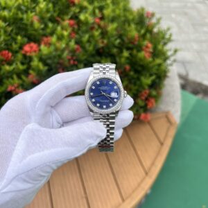 Rolex Datejust 316L Steel Blue Dial CZ Diamonds 36mm Jub Replica