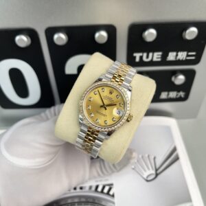 Rolex Datejust SS/YG Plated Champagne Dial CZ Diamonds 31mm Jub EWF Replica