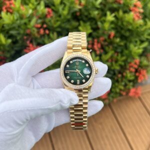 Rolex Day-Date 128348RBR YG Plated Ombre Green Dial CZ Diamonds 36mm EWF Replica