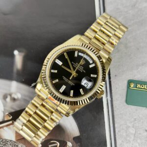 Rolex Day-Date 228238 YG Plated Black Dial CZ Diamonds 40mm Super Clone