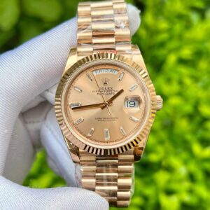 Rolex Day-Date 228235 RG Plated Pink Dial CZ Diamonds 40mm Super Clone