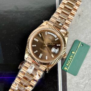 Rolex Day-Date 228235 RG Plated Chocolate Dial CZ Diamonds 40mm Super Clone
