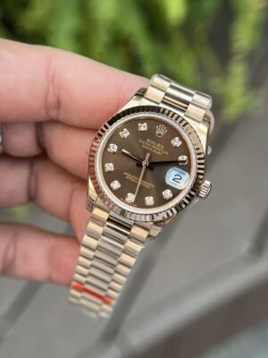 Alternative view of Rolex Datejust 278275-0010 RG Plated Chocolate Dial CZ Diamonds 31mm BPF Replica