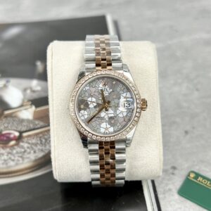 Rolex Datejust SS/RG Plated Flower Silver Dial CZ Diamonds 31mm Jub AAA Replica