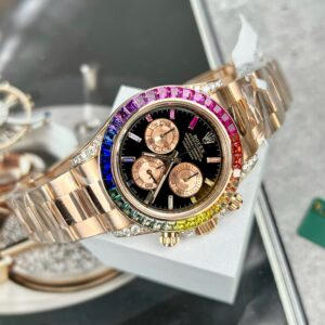 Alternative view of Rolex Daytona 116595RBOW Rainbow RG Plated Black Dial With Diamonds 40mm Oyster Super Clone