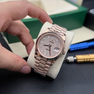 Rolex Day-Date RG Plated Diamond Dial CZ Diamonds 40mm Super Clone