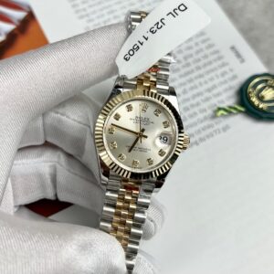 Alternative view of Rolex Datejust SS/YG Plated White Dial CZ Diamonds 31mm Jub Super Clone