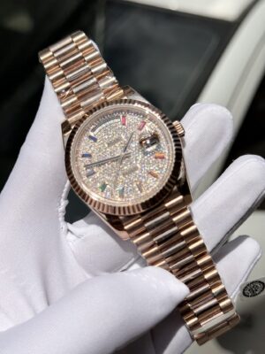 Alternative view of Rolex Day-Date RG Plated Diamond Dial 40mm Super Clone