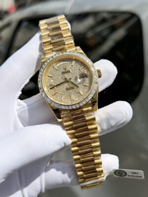 Alternative view of Rolex Day-Date YG Plated Diamond Dial Baguette Diamond 40mm Super Clone