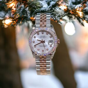 Rolex Datejust SS/RG Plated White Dial With Diamonds 31mm Jub AAA Replica