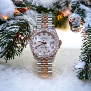 Alternative view of Rolex Datejust SS/RG Plated White Dial With Diamonds 31mm Jub AAA Replica