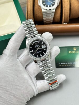 Alternative view of Rolex Day-Date 228236 904L Steel Black Dial CZ Diamonds 40mm Super Clone