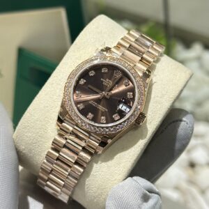Alternative view of Rolex Datejust 278285rbr-0006 RG Plated Chocolate Dial CZ Diamonds 31mm BPF Replica